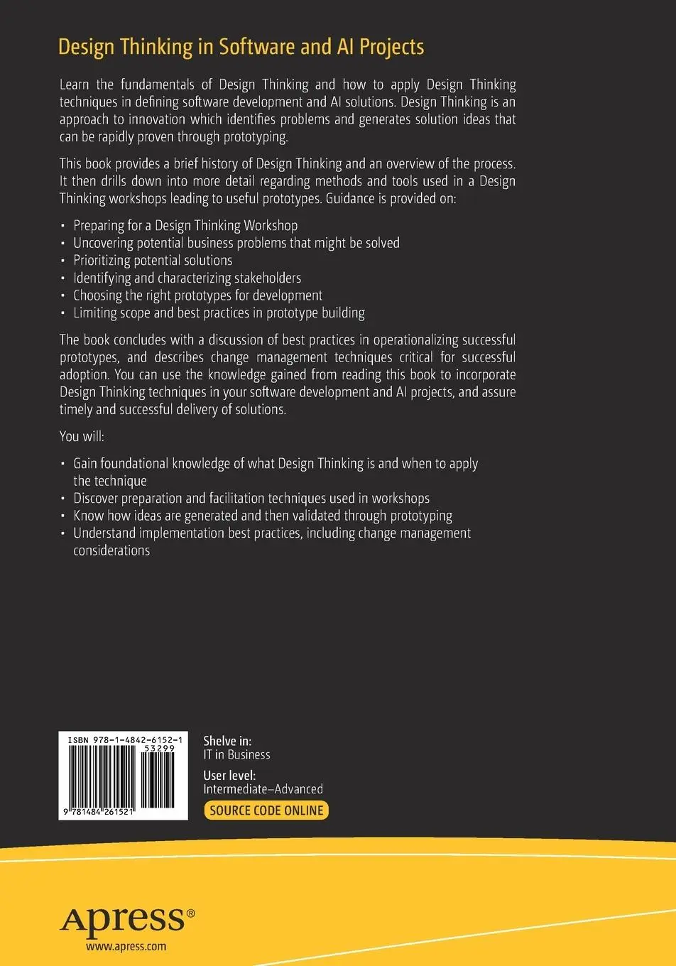 Rückseite: 9781484261521 | Design Thinking in Software and AI Projects | Tracey Kelly (u. a.)