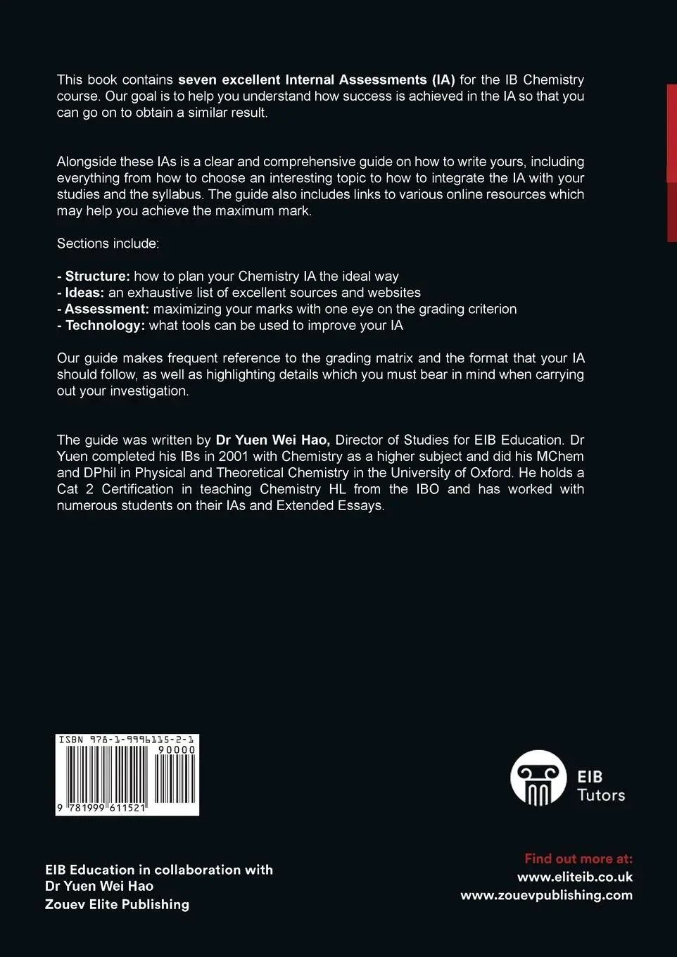 Rückseite: 9781999611521 | IB Chemistry Internal Assessment | Wei Hao | Taschenbuch | Englisch