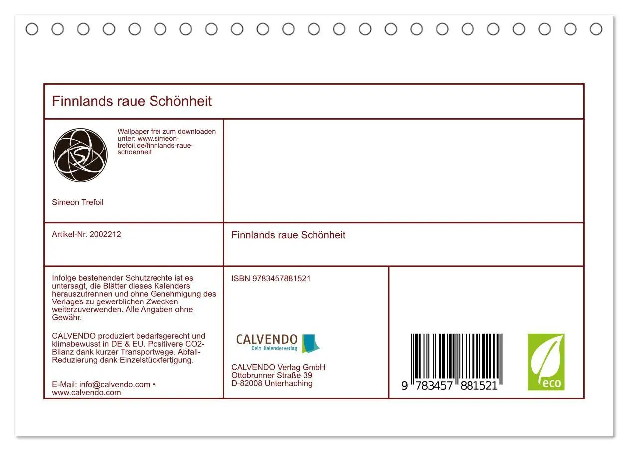 Bild: 9783457881521 | Finnlands raue Schönheit (Tischkalender 2026 DIN A5 quer), CALVENDO...