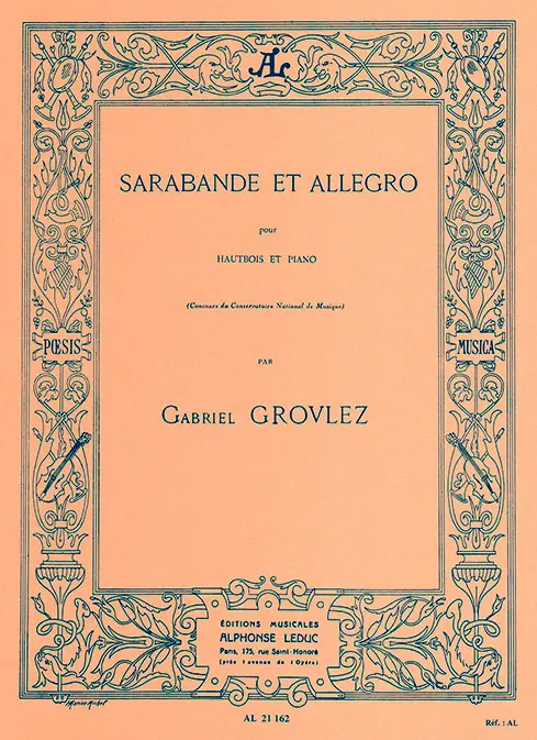 Cover: 9790046211621 | Sarabande et Allegro for Oboe and Piano | Gabriel Grovlez
