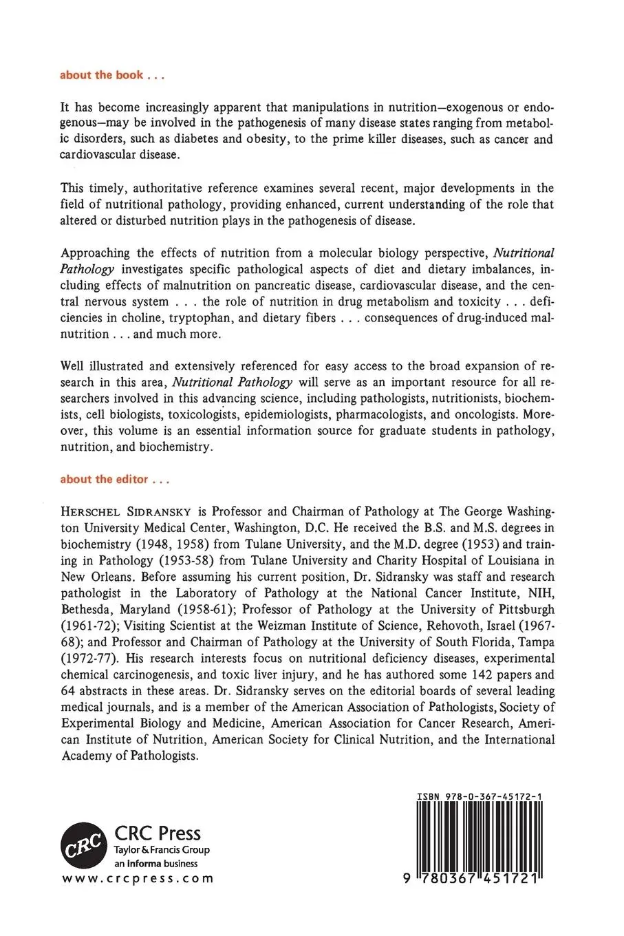 Rückseite: 9780367451721 | Nutritional Pathology | Pathobiochemistry of Dietary Imbalances | Buch