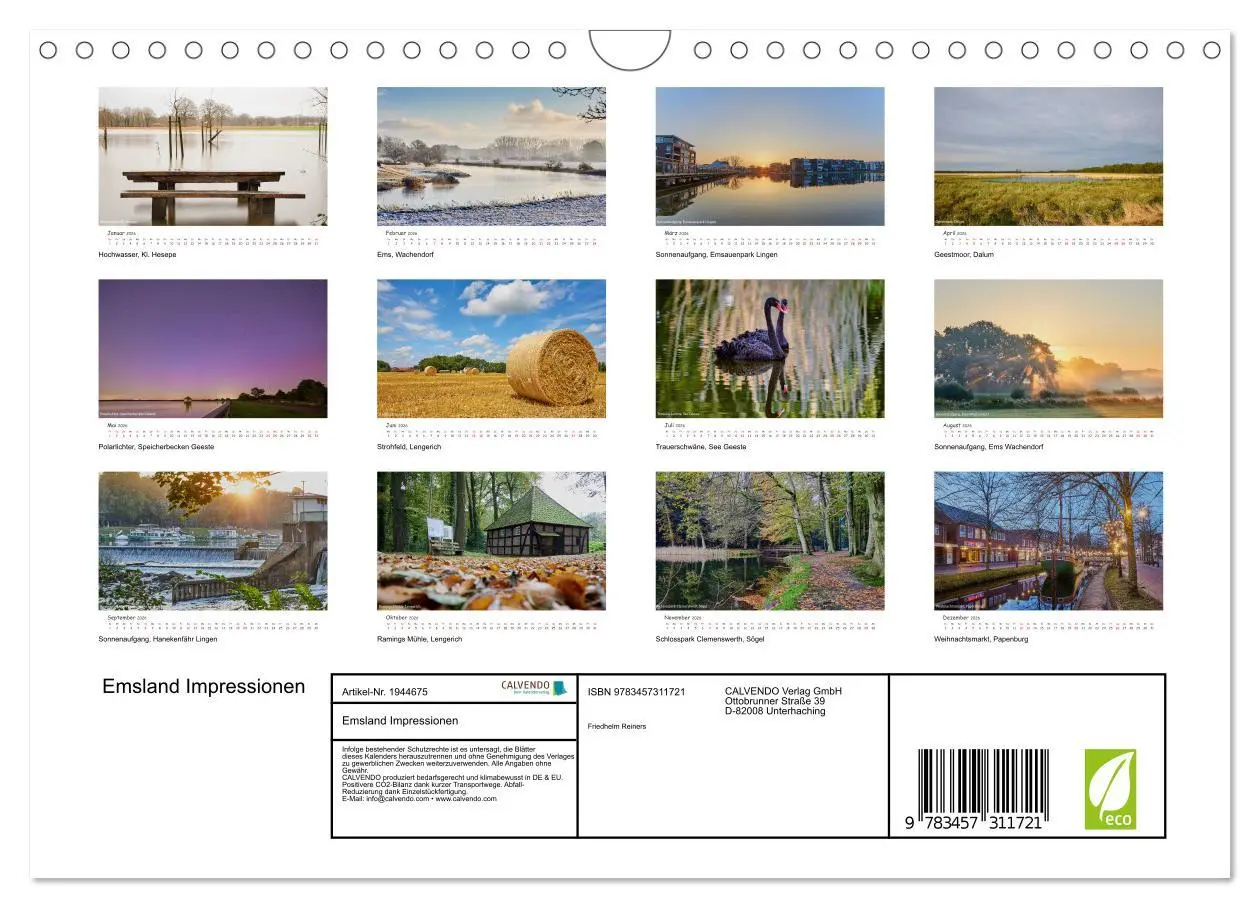 Bild: 9783457311721 | Emsland Impressionen (Wandkalender 2026 DIN A4 quer), CALVENDO...