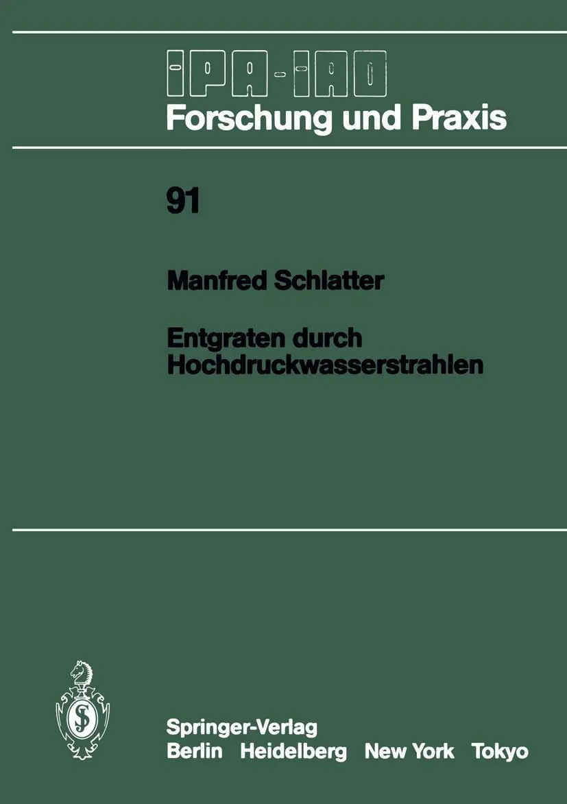 Cover: 9783540161721 | Entgraten durch Hochdruckwasserstrahlen | Manfred Schlatter | Buch