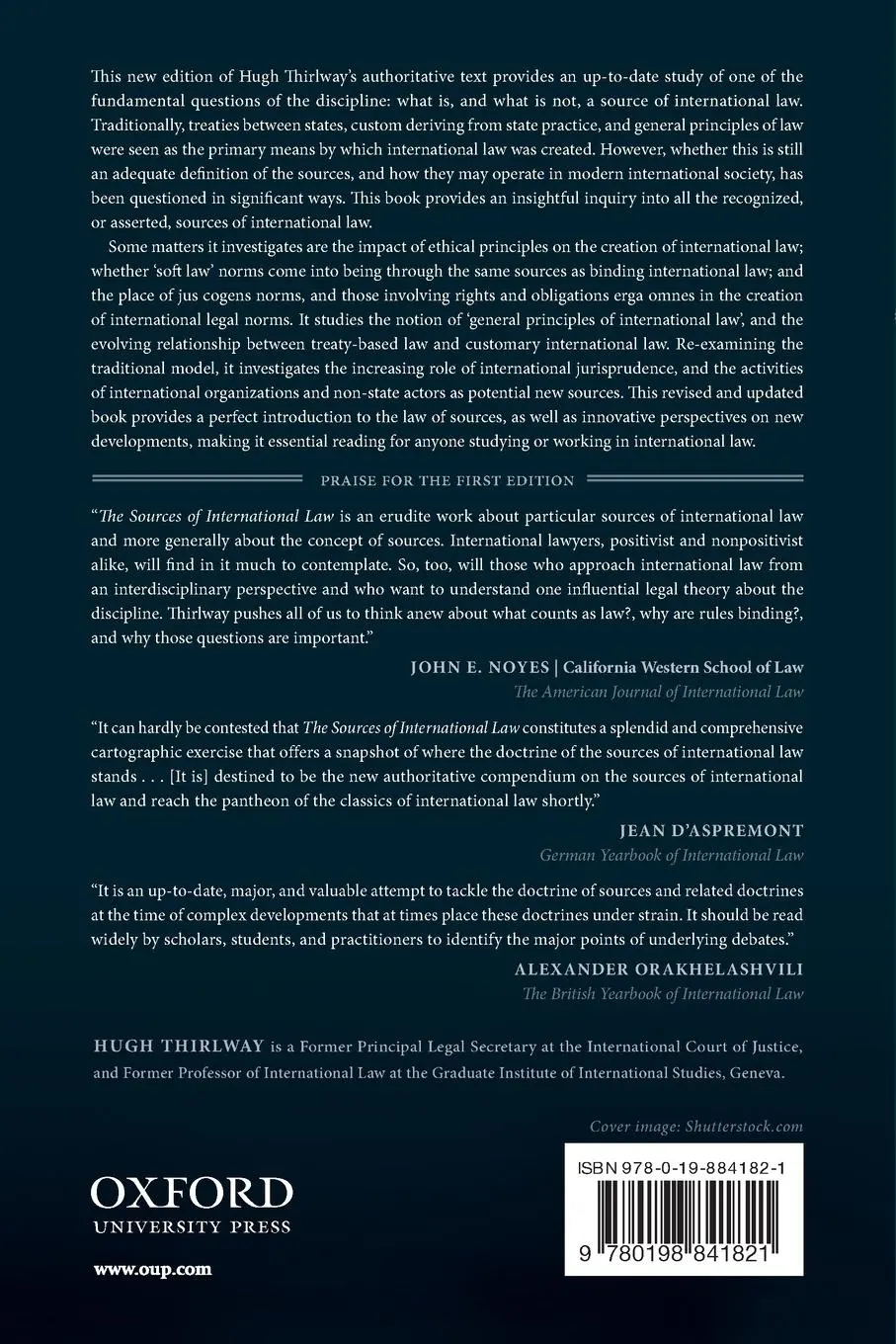 Rückseite: 9780198841821 | Sources of International Law | Hugh Thirlway | Taschenbuch | Englisch