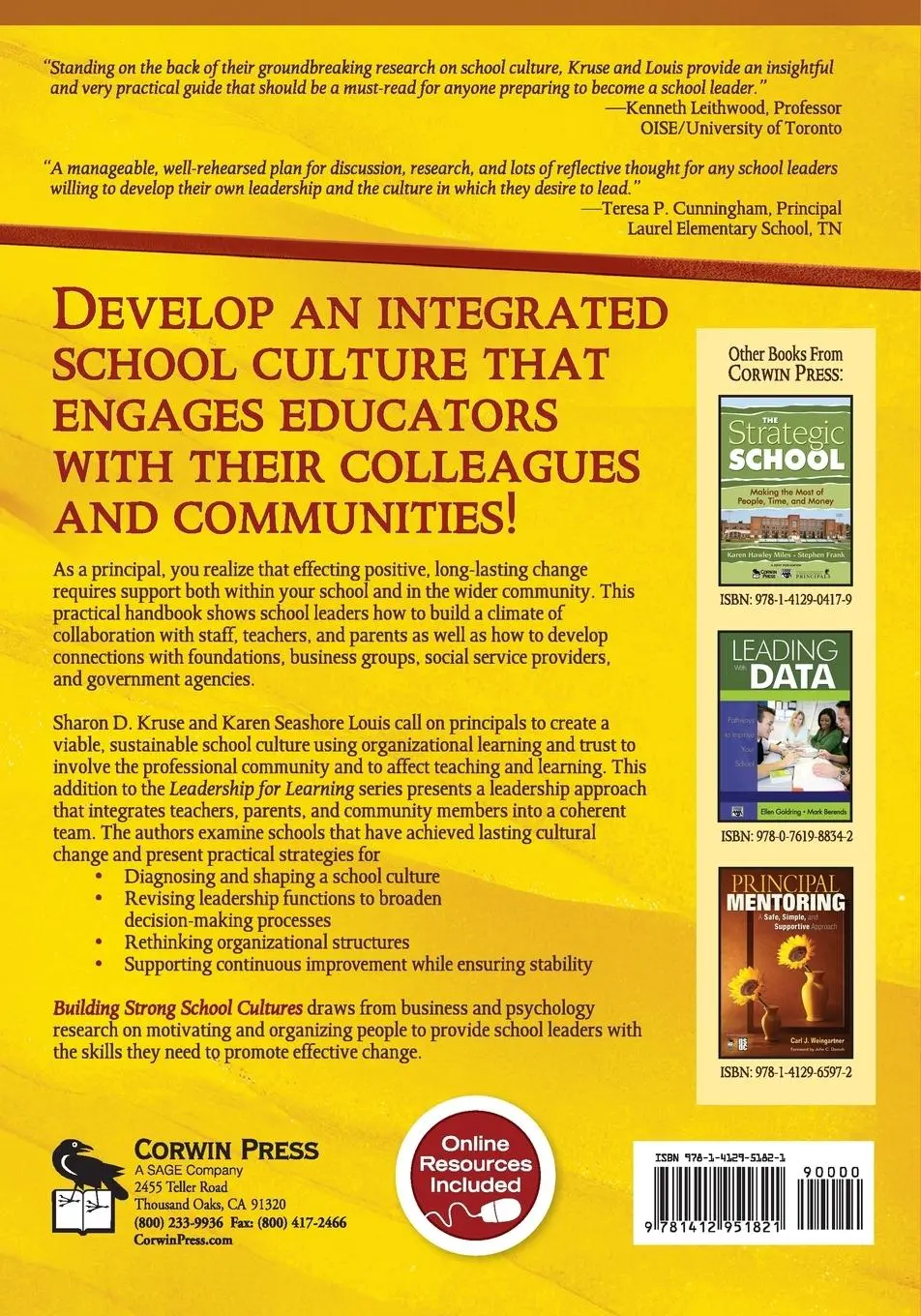 Rückseite: 9781412951821 | Building Strong School Cultures | A Guide to Leading Change | Buch