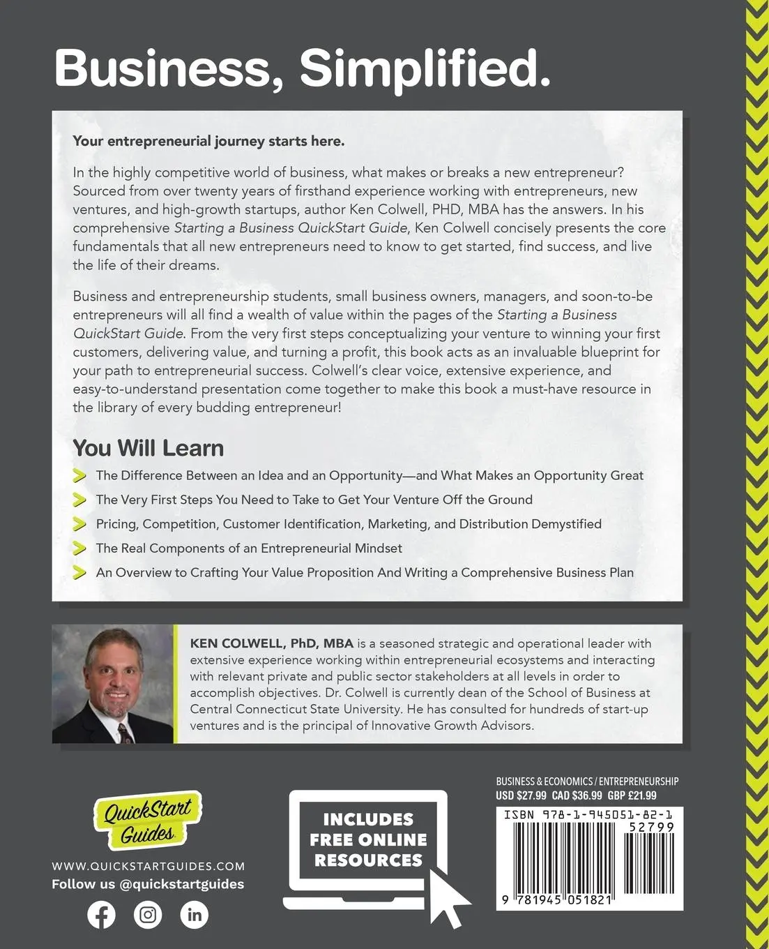 Rückseite: 9781945051821 | Starting a Business QuickStart Guide | Ken Colwell Mba | Taschenbuch