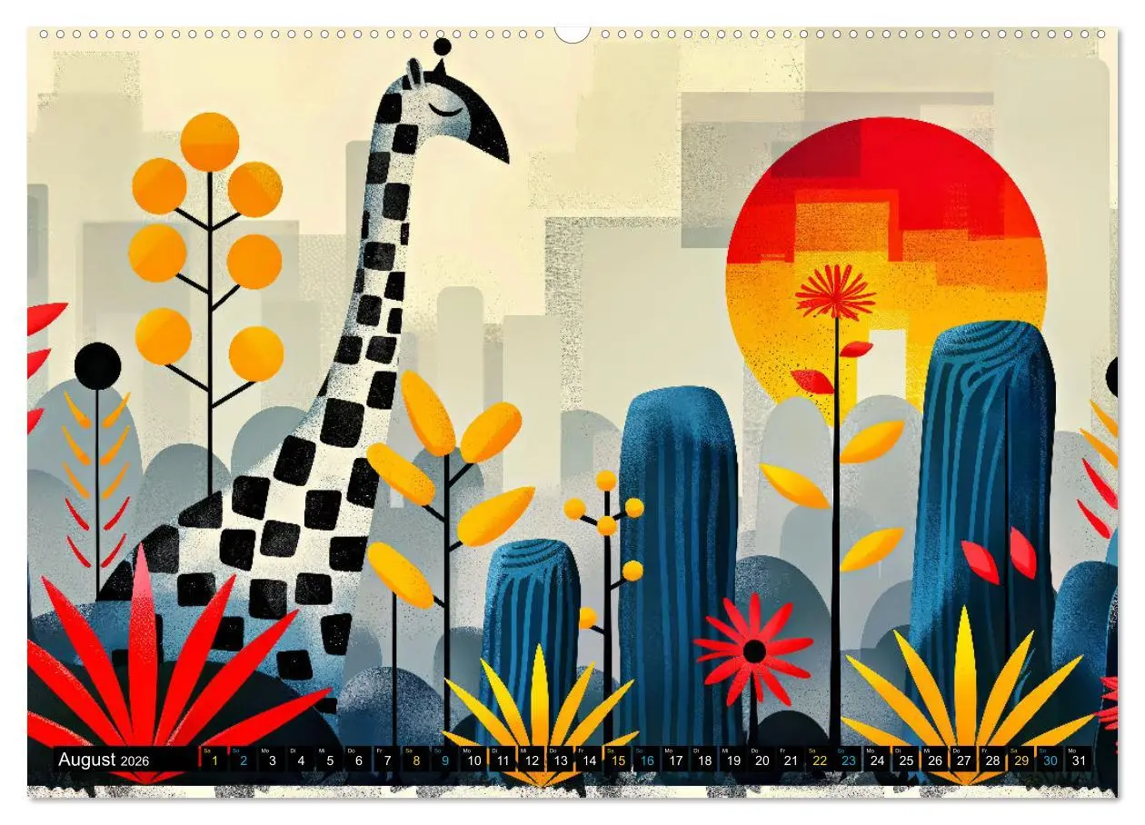 Bild: 9783457391921 | GIRAFFEN - Modern Art (Wandkalender 2026 DIN A2 quer), CALVENDO...