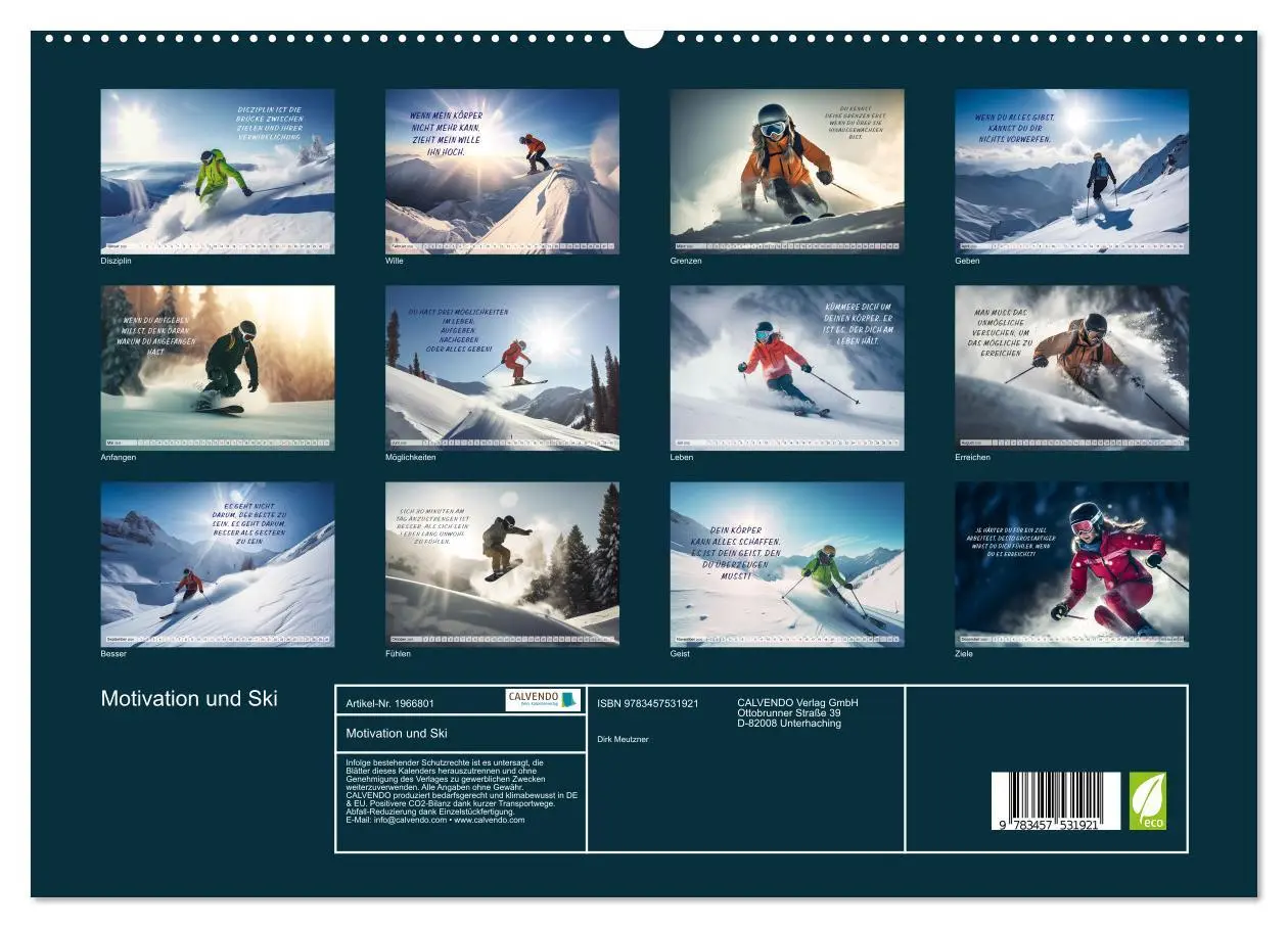 Bild: 9783457531921 | Motivation und Ski (hochwertiger Premium Wandkalender 2026 DIN A2...