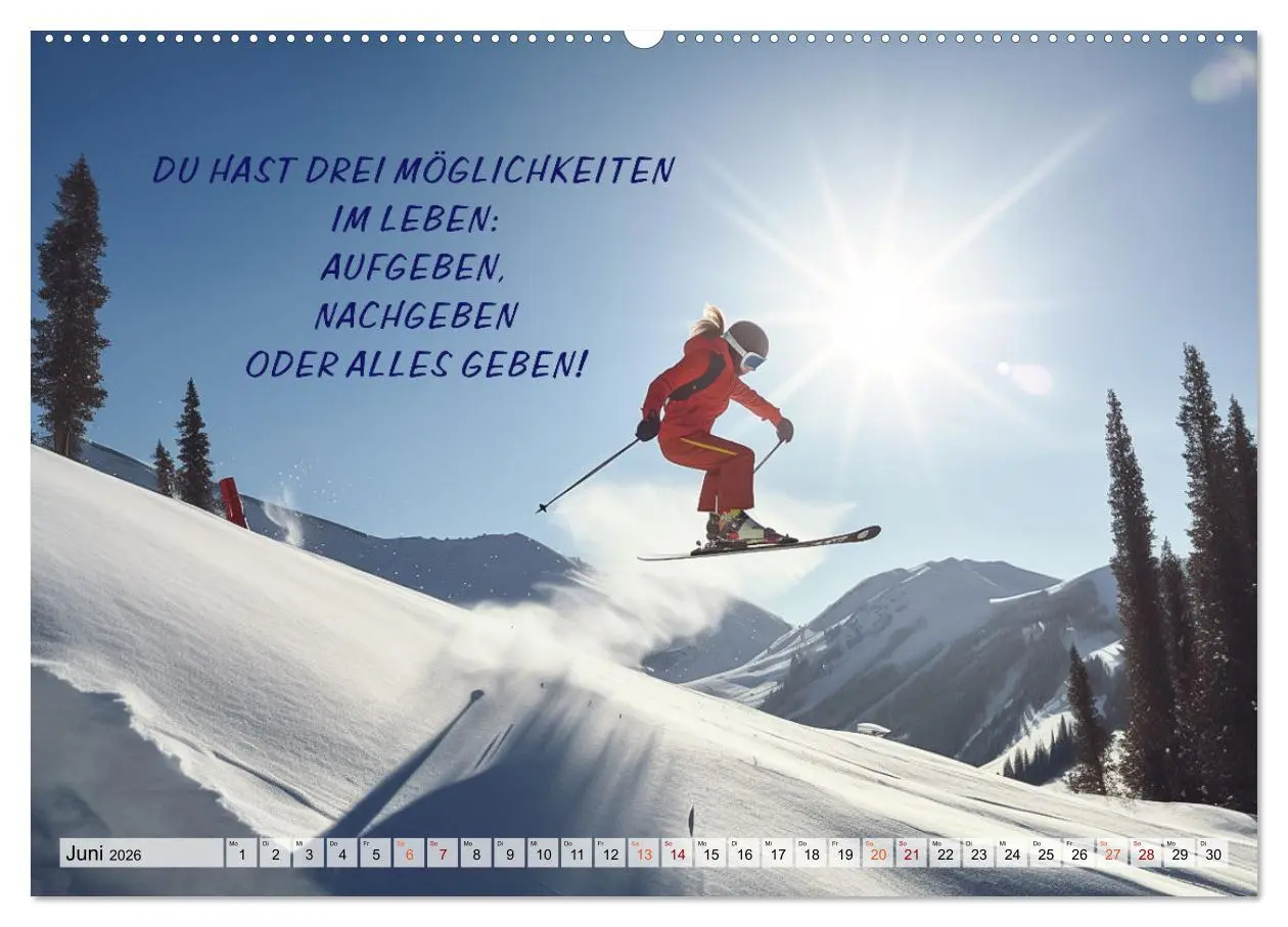 Bild: 9783457531921 | Motivation und Ski (hochwertiger Premium Wandkalender 2026 DIN A2...