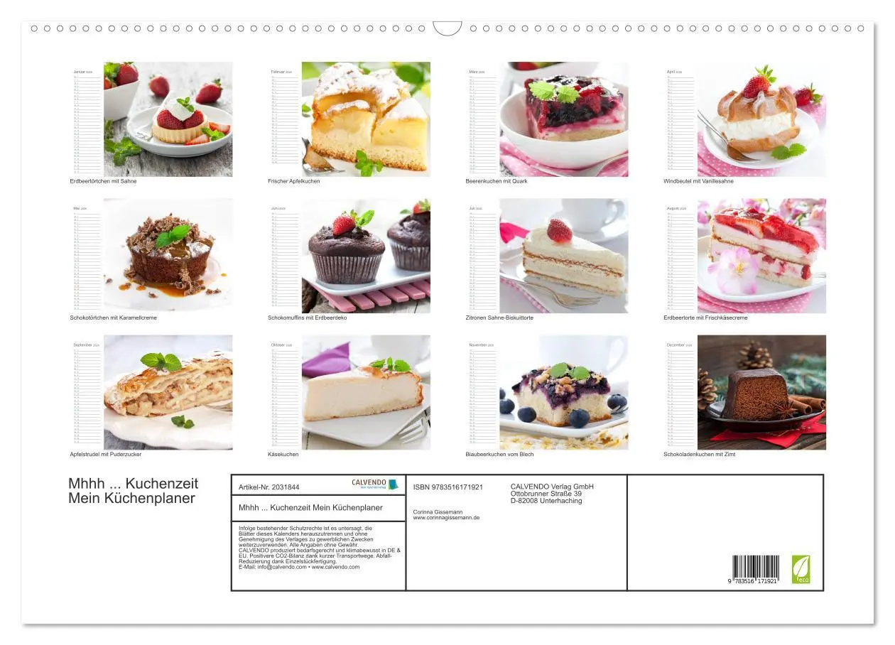 Bild: 9783516171921 | Mhhh ... Kuchenzeit Mein Küchenplaner (Wandkalender 2026 DIN A2...