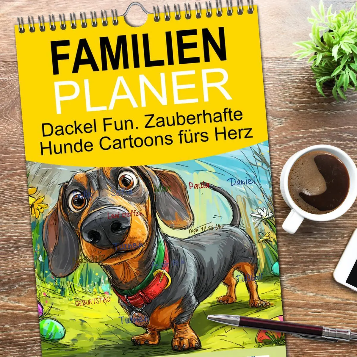 Bild: 9783516621921 | Familienplaner 2026 - Dackel Fun. Zauberhafte Hunde Cartoons fürs...