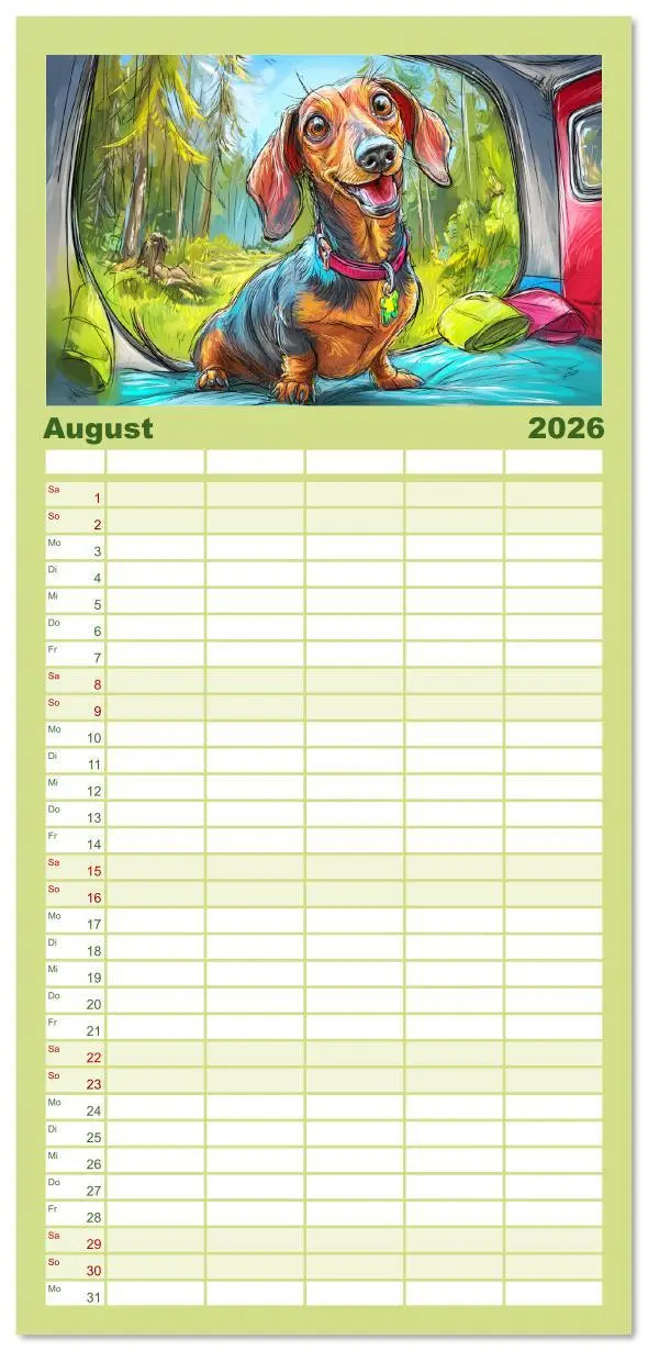 Bild: 9783516621921 | Familienplaner 2026 - Dackel Fun. Zauberhafte Hunde Cartoons fürs...