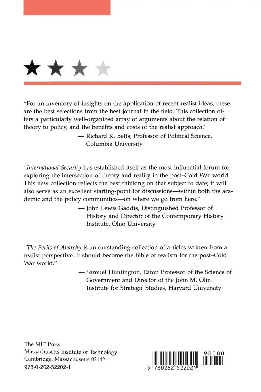Rückseite: 9780262522021 | Perils of Anarchy | Contemporary Realism and International Security
