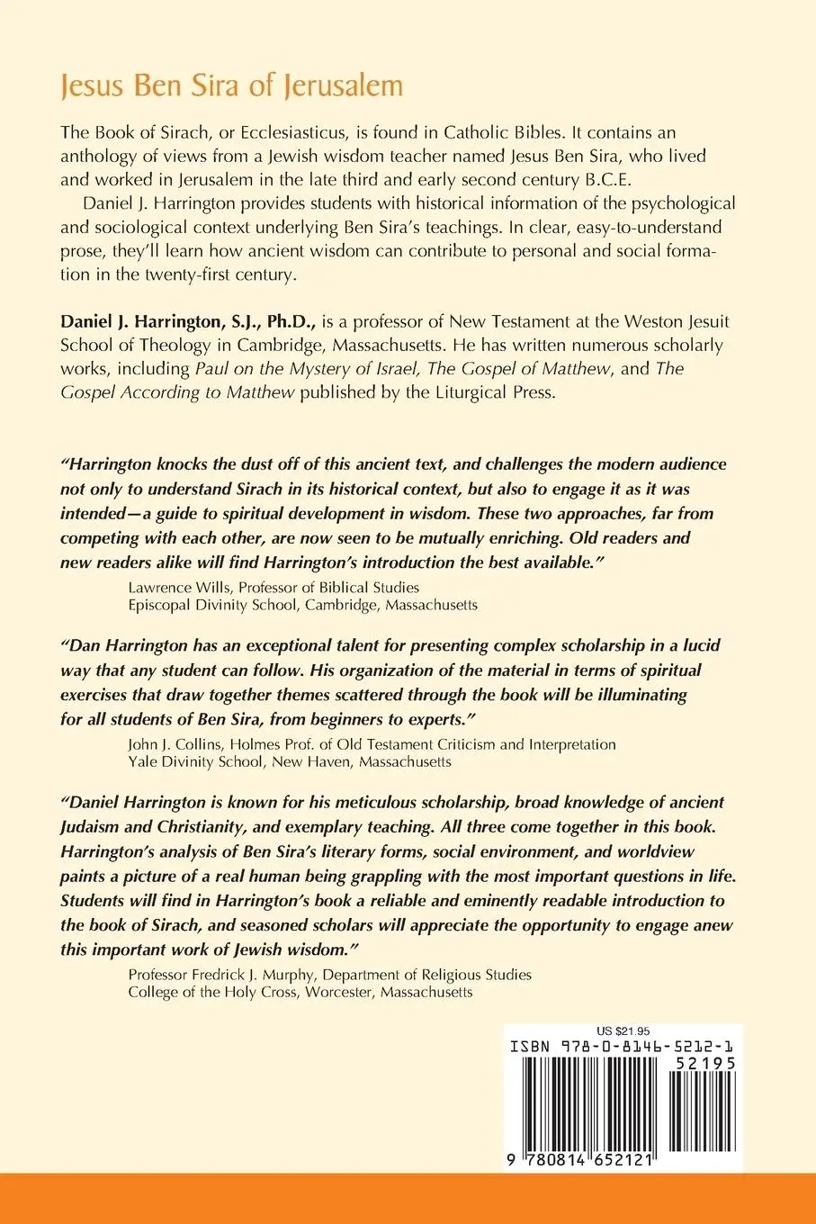 Rückseite: 9780814652121 | Jesus Ben Sira of Jerusalem | A Biblical Guide to Living Wisley | Buch