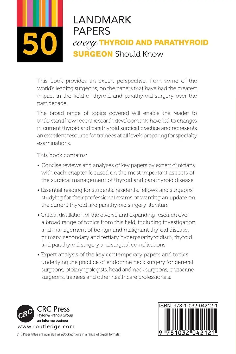 Rückseite: 9781032042121 | 50 Landmark Papers every Thyroid and Parathyroid Surgeon Should Know