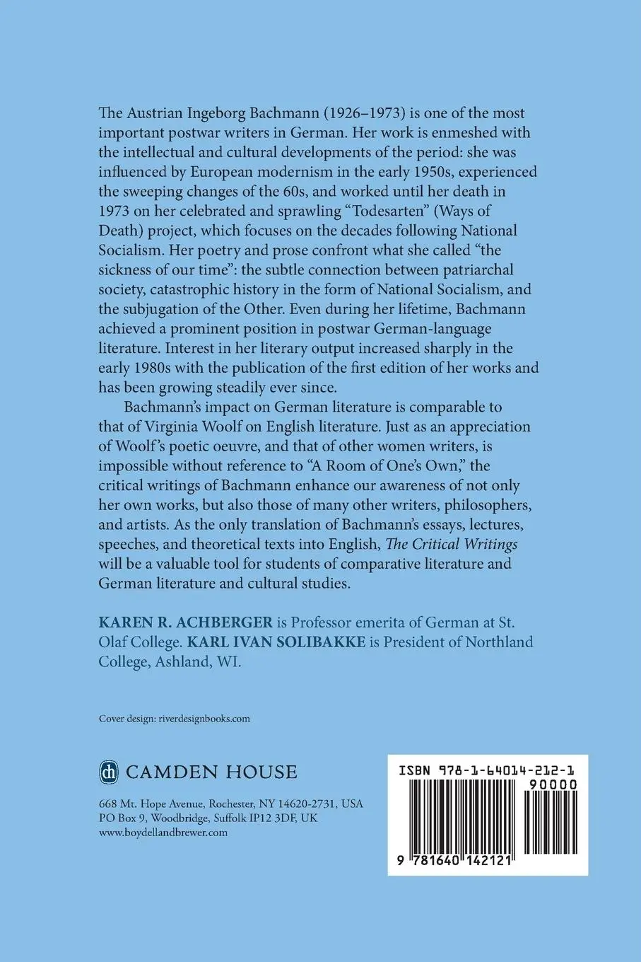 Rückseite: 9781640142121 | The Critical Writings of Ingeborg Bachmann | Ingeborg Bachmann | Buch