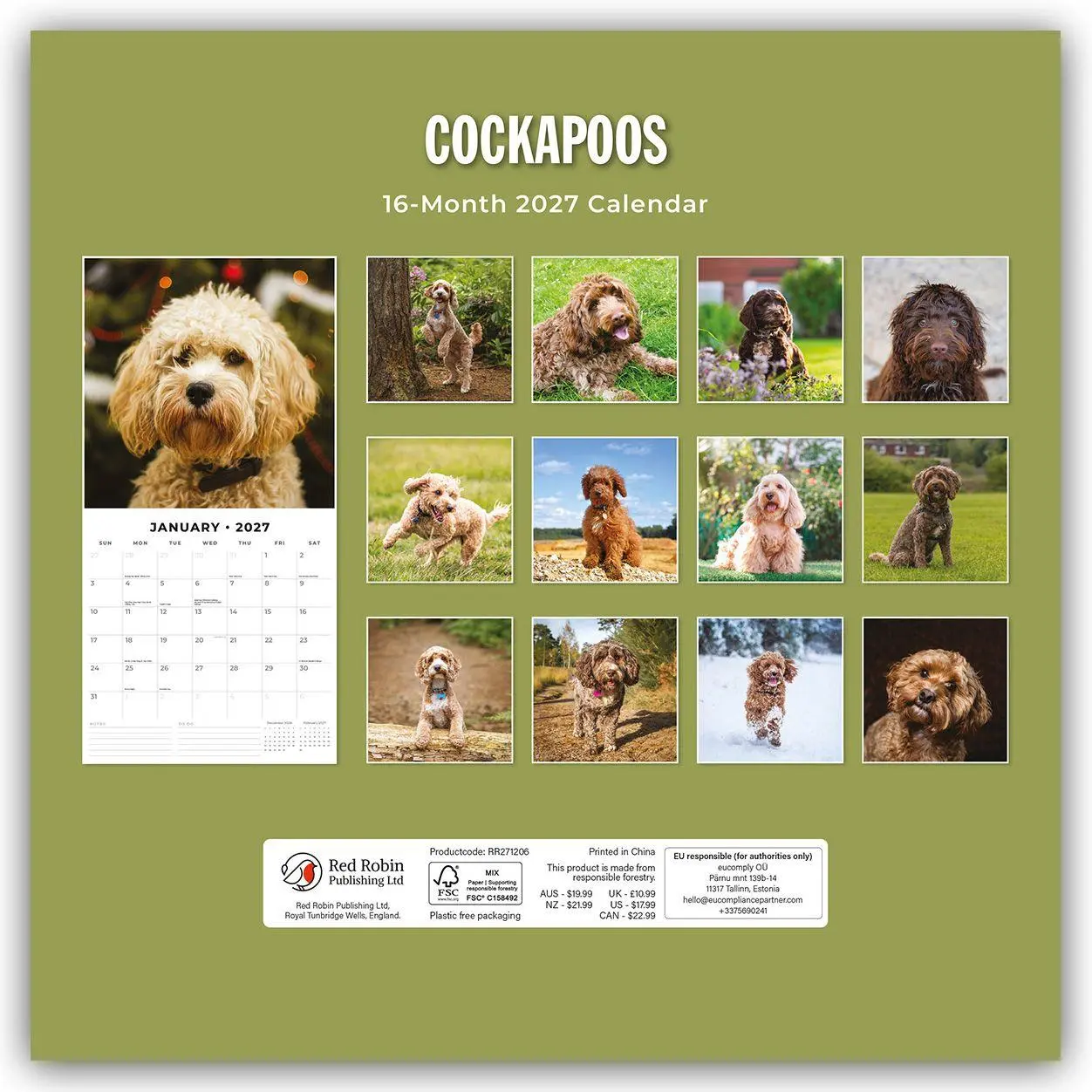 Rückseite: 9781837012121 | Cockapoos - Cockapoo 2027 - 16-Monatskalender | Robin Red | Kalender