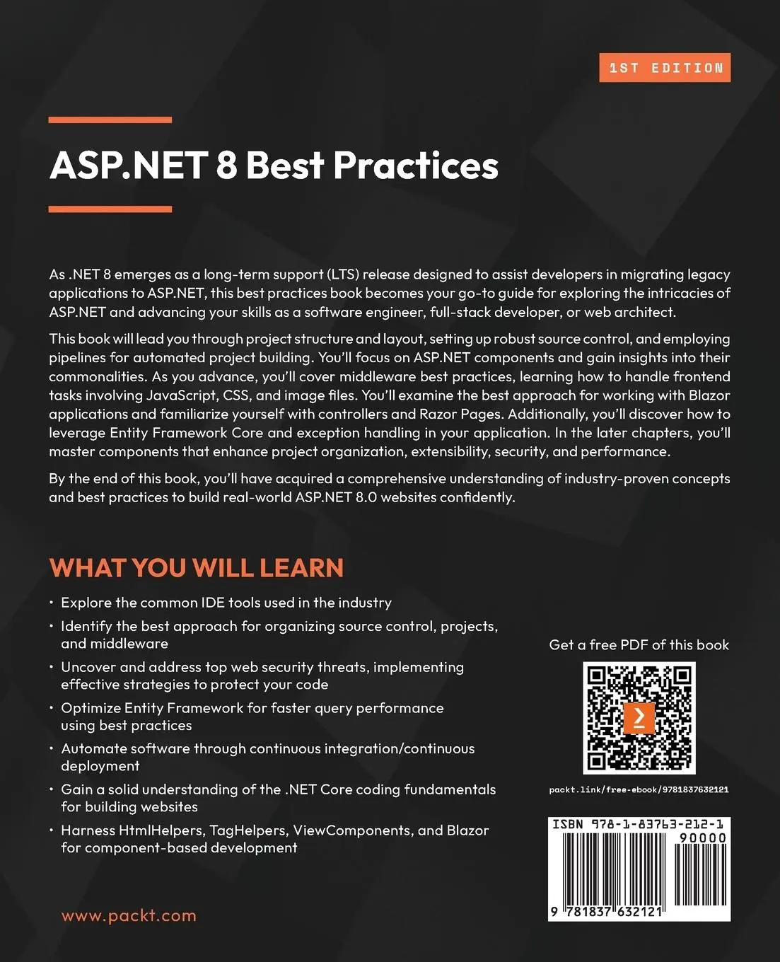 Rückseite: 9781837632121 | ASP.NET 8 Best Practices | Jonathan R. Danylko | Taschenbuch | 2023