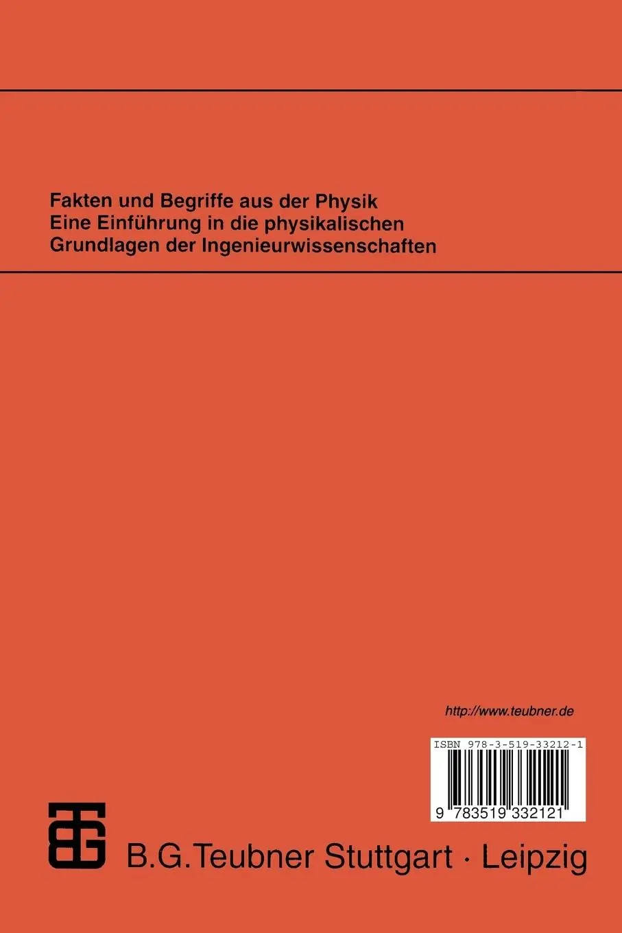 Rückseite: 9783519332121 | Physik | Eine Einführung für Ingenieure | Peter Grosse (u. a.) | Buch