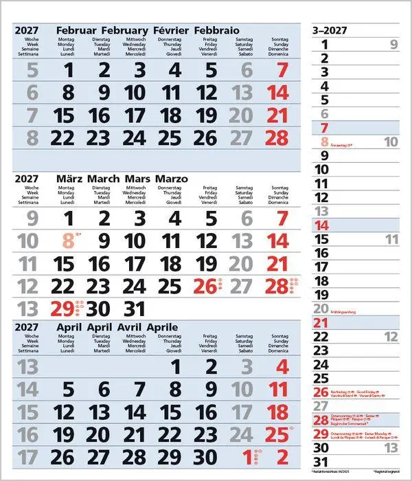 Bild: 9783819302121 | 3-Monats-Planer Combi Blau 2027 | Verlag Korsch | Kalender | 12 S.