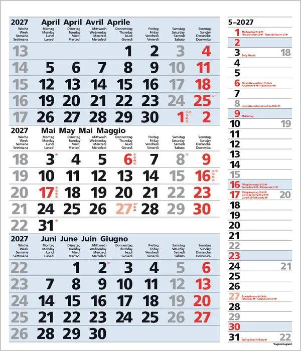 Bild: 9783819302121 | 3-Monats-Planer Combi Blau 2027 | Verlag Korsch | Kalender | 12 S.