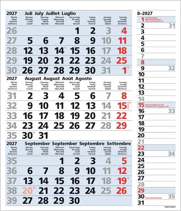 Bild: 9783819302121 | 3-Monats-Planer Combi Blau 2027 | Verlag Korsch | Kalender | 12 S.