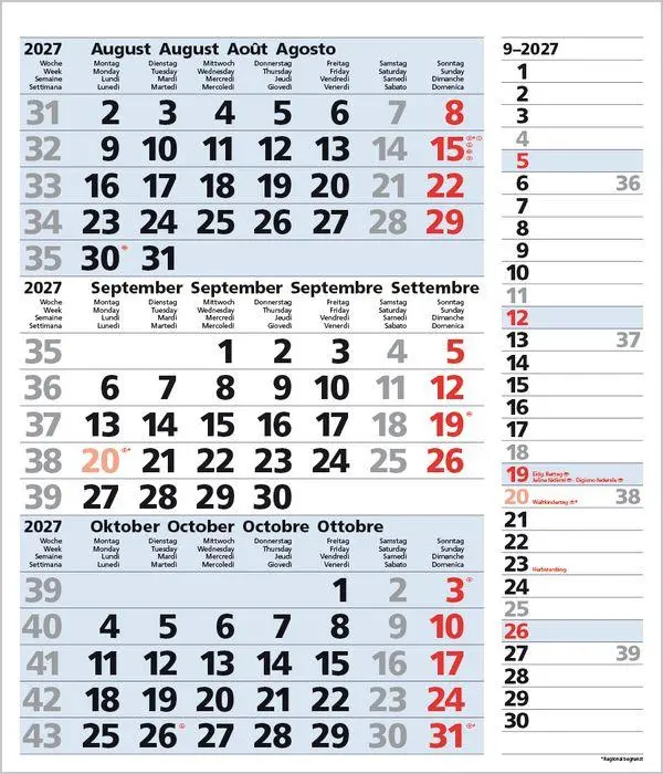 Bild: 9783819302121 | 3-Monats-Planer Combi Blau 2027 | Verlag Korsch | Kalender | 12 S.