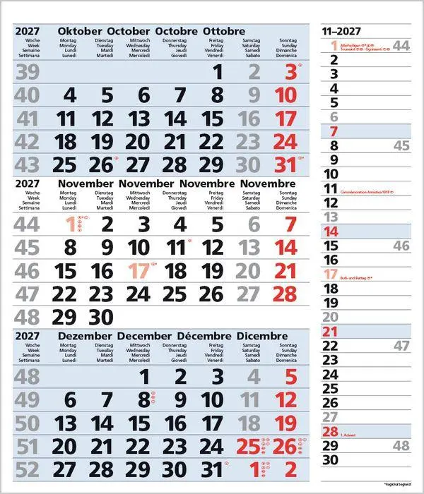Bild: 9783819302121 | 3-Monats-Planer Combi Blau 2027 | Verlag Korsch | Kalender | 12 S.