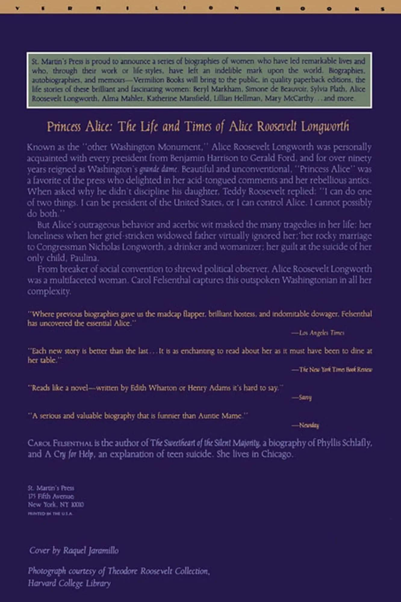 Rückseite: 9780312302221 | Princess Alice | The Life and Times of Alice Roosevelt Longworth