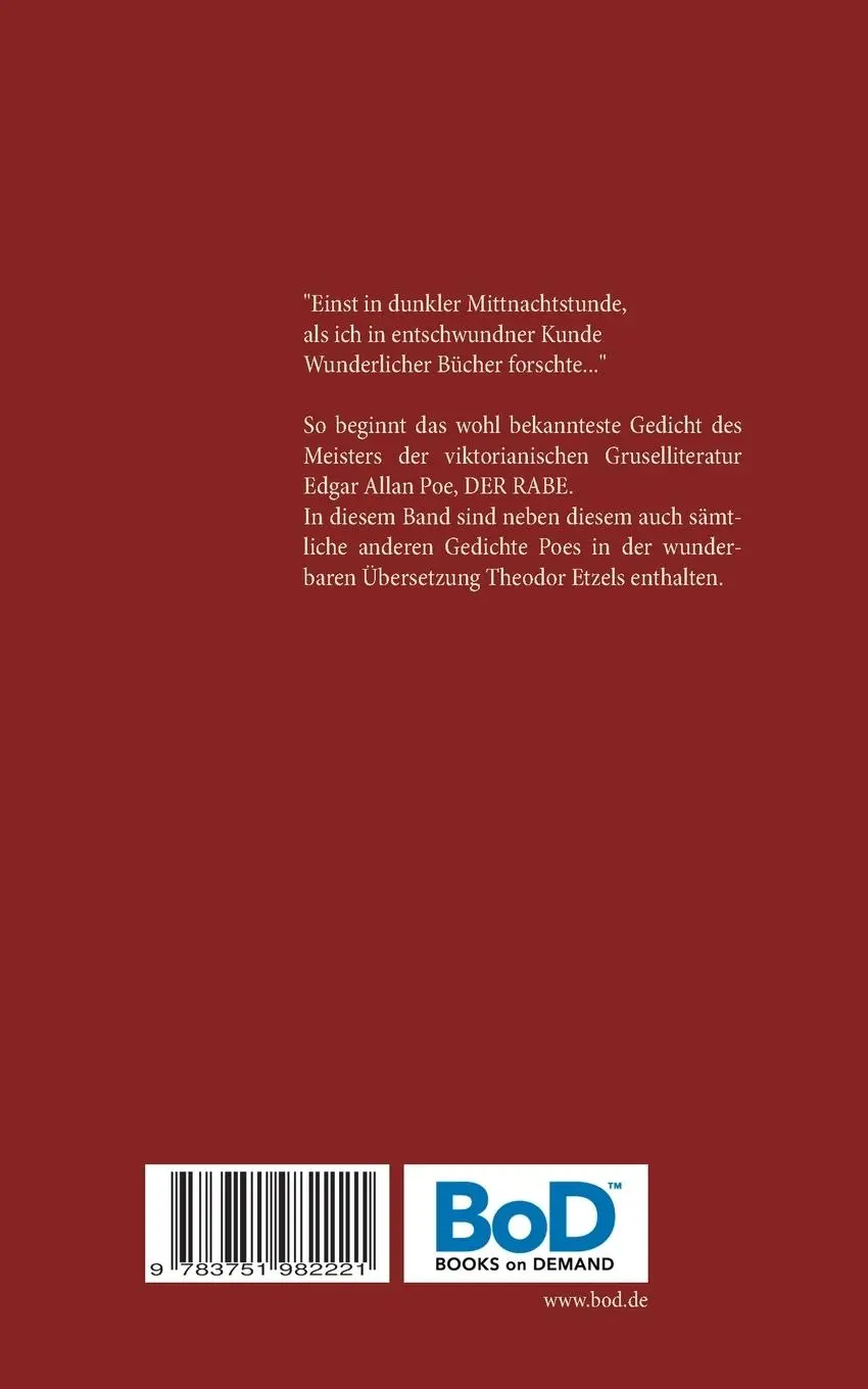 Rückseite: 9783751982221 | Geister der Toten - Sämtliche Gedichte | Edgar Allan Poe | Taschenbuch