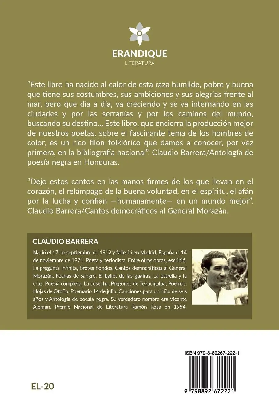 Rückseite: 9798892672221 | Poesía Negra en Honduras (Además | Claudio Barrera | Taschenbuch