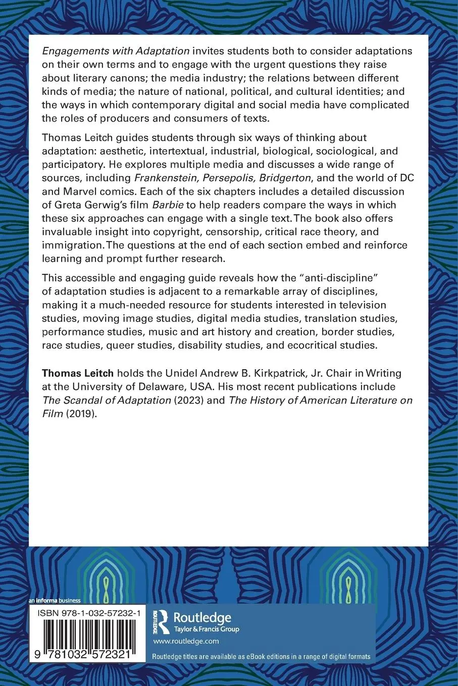 Rückseite: 9781032572321 | Engagements with Adaptation | Thomas Leitch | Taschenbuch | Englisch
