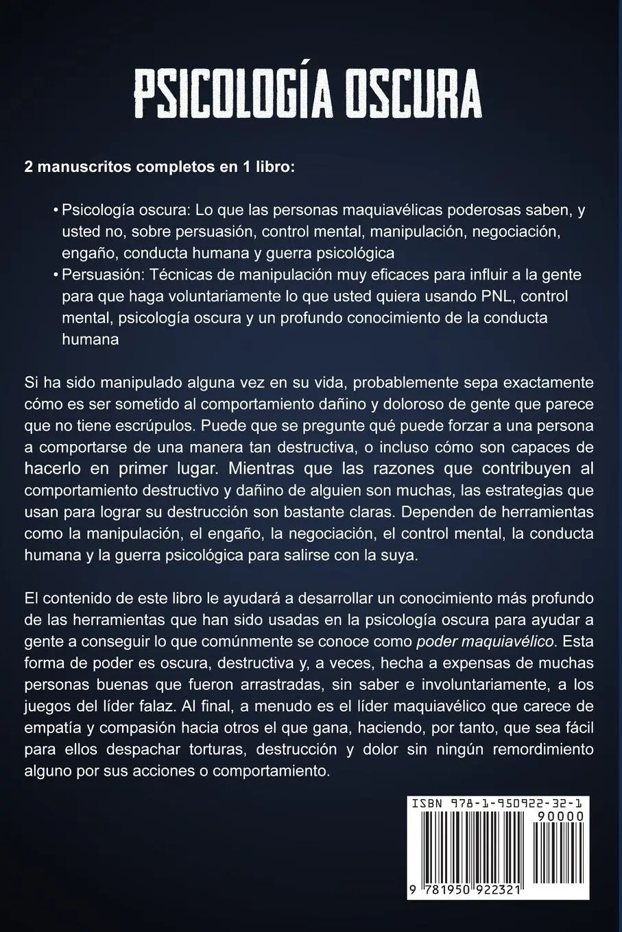 Rückseite: 9781950922321 | Psicología oscura | Steven Turner | Taschenbuch | Spanisch | 2019