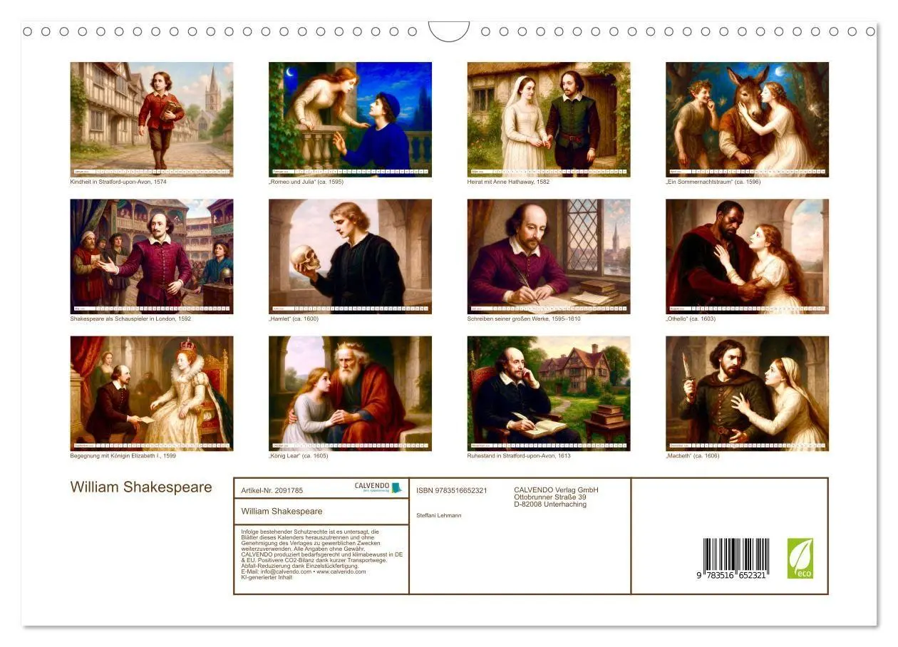 Bild: 9783516652321 | William Shakespeare (Wandkalender 2026 DIN A3 quer), CALVENDO...