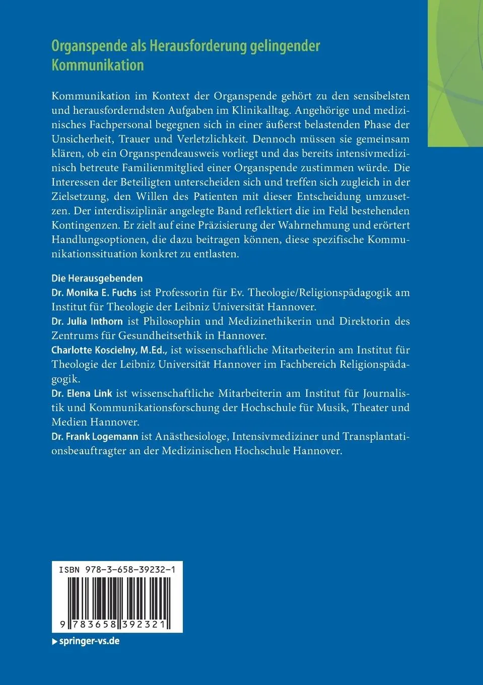 Rückseite: 9783658392321 | Organspende als Herausforderung gelingender Kommunikation | Buch