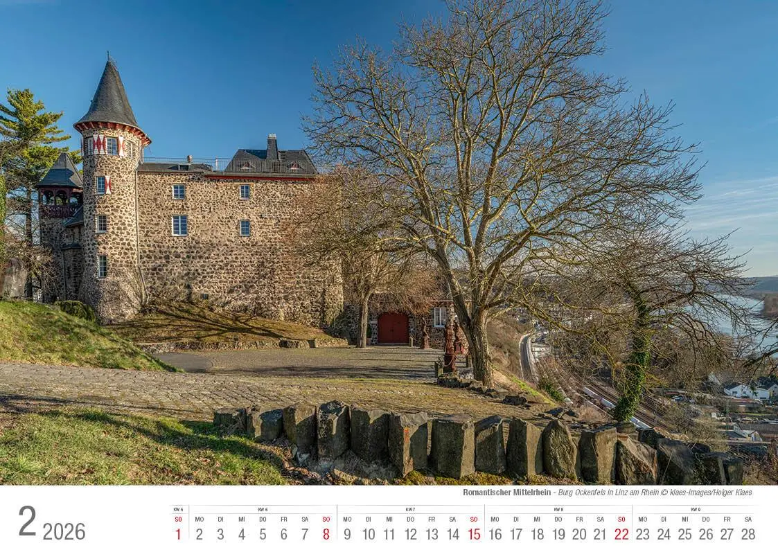 Bild: 9783965352421 | Romantischer Mittelrhein 2026 Bildkalender A4 quer, spiralgebunden