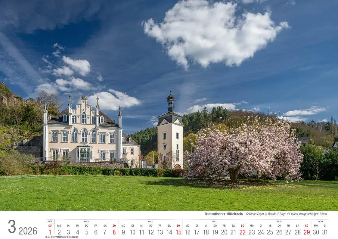 Bild: 9783965352421 | Romantischer Mittelrhein 2026 Bildkalender A4 quer, spiralgebunden