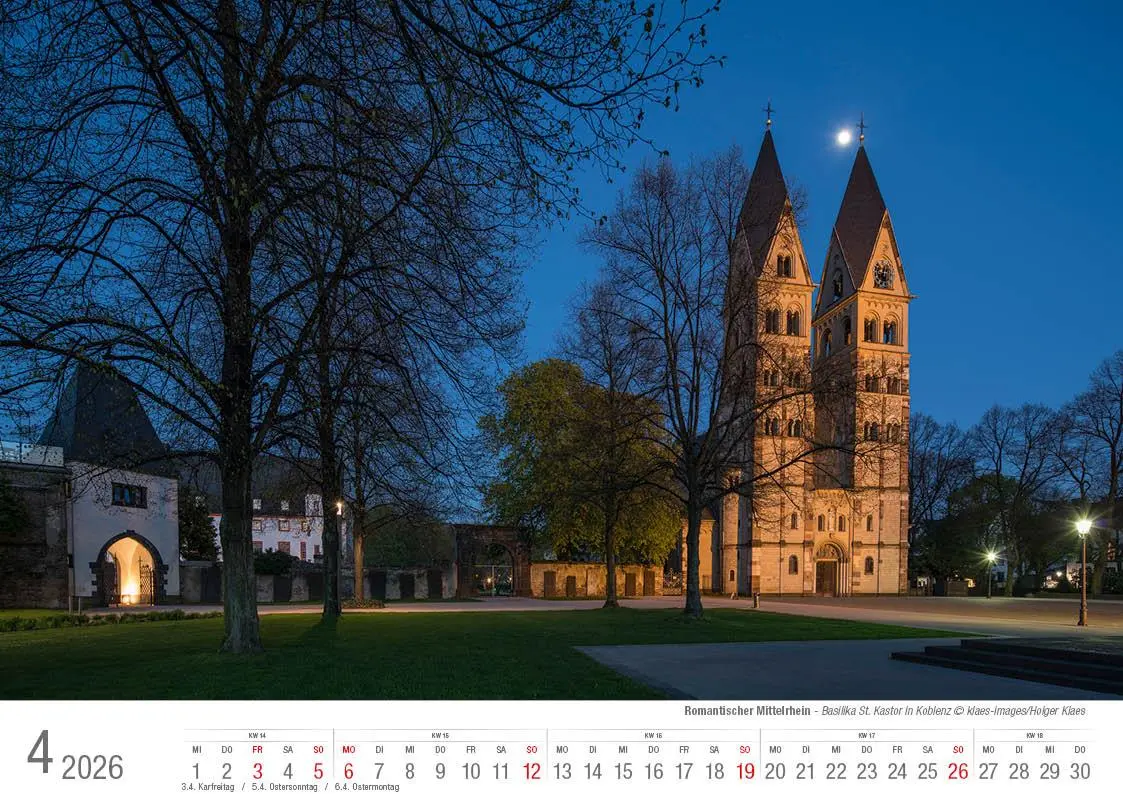 Bild: 9783965352421 | Romantischer Mittelrhein 2026 Bildkalender A4 quer, spiralgebunden