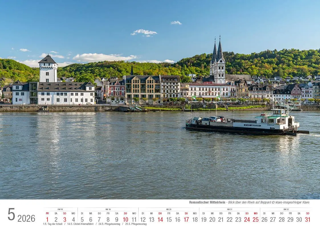 Bild: 9783965352421 | Romantischer Mittelrhein 2026 Bildkalender A4 quer, spiralgebunden