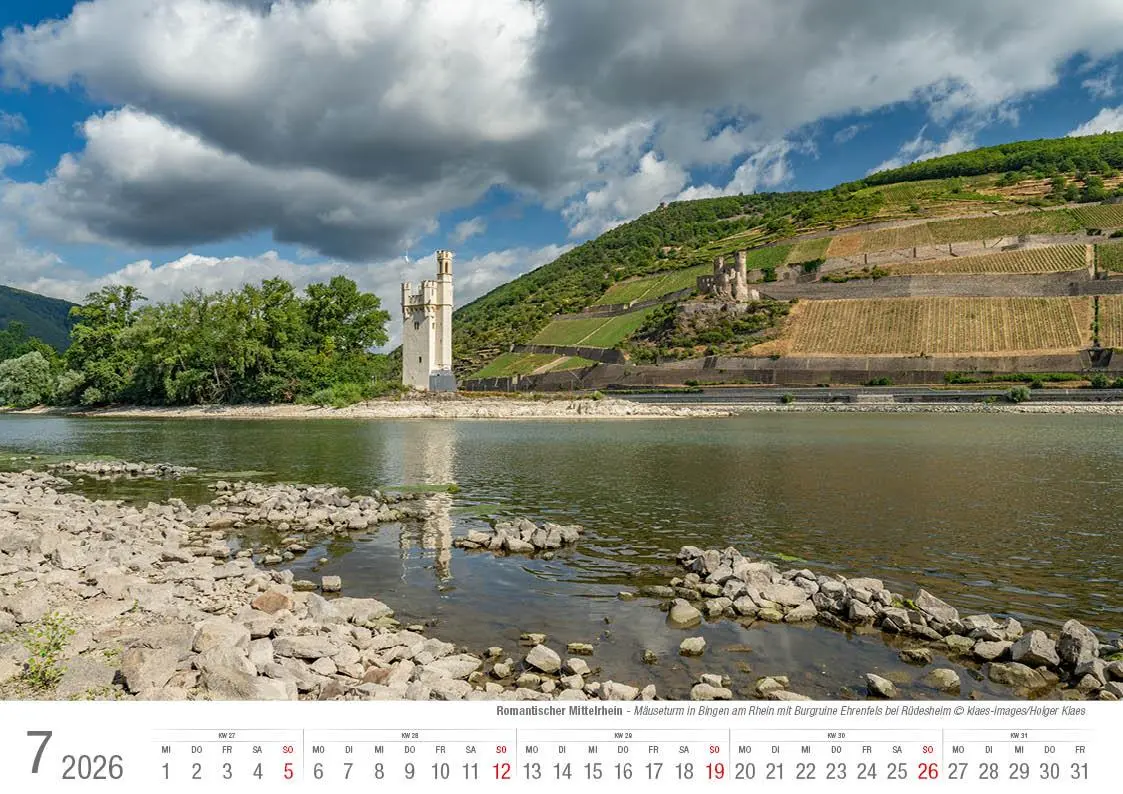 Bild: 9783965352421 | Romantischer Mittelrhein 2026 Bildkalender A4 quer, spiralgebunden