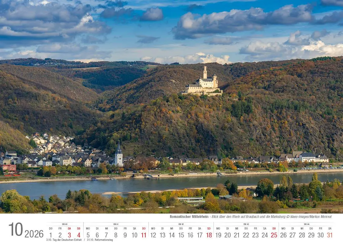 Bild: 9783965352421 | Romantischer Mittelrhein 2026 Bildkalender A4 quer, spiralgebunden