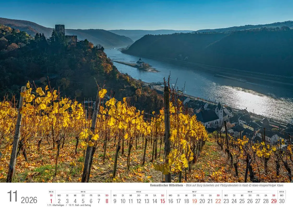Bild: 9783965352421 | Romantischer Mittelrhein 2026 Bildkalender A4 quer, spiralgebunden