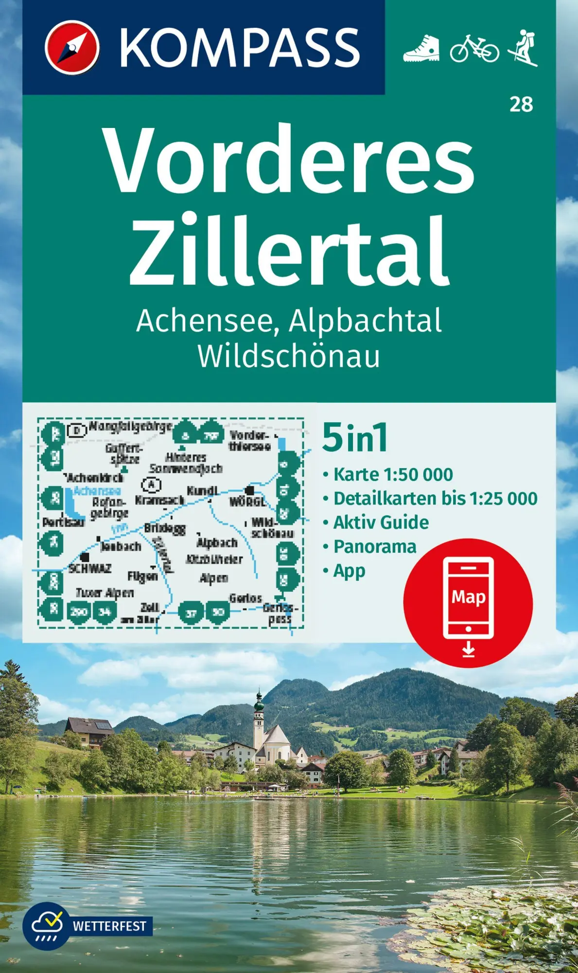 Cover: 9783991542421 | KOMPASS Wanderkarte 28 Vorderes Zillertal 1:50.000 | (Land-)Karte