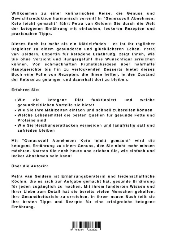 Rückseite: 9783384282521 | Genussvoll Abnehmen | Keto leicht gemacht | Petra van Geldern | Buch
