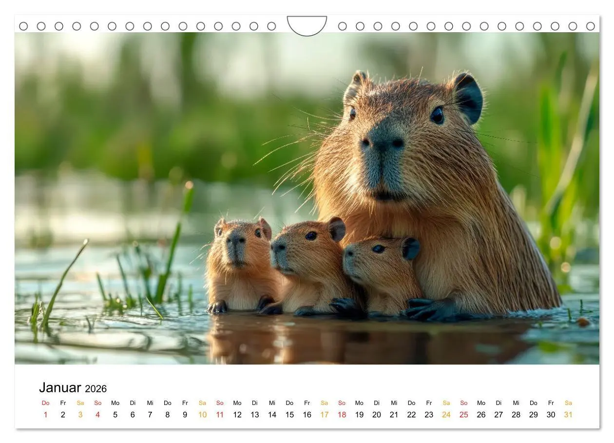 Bild: 9783457302521 | Capybara - liebenswertes großes Wasserschwein (Wandkalender 2026...