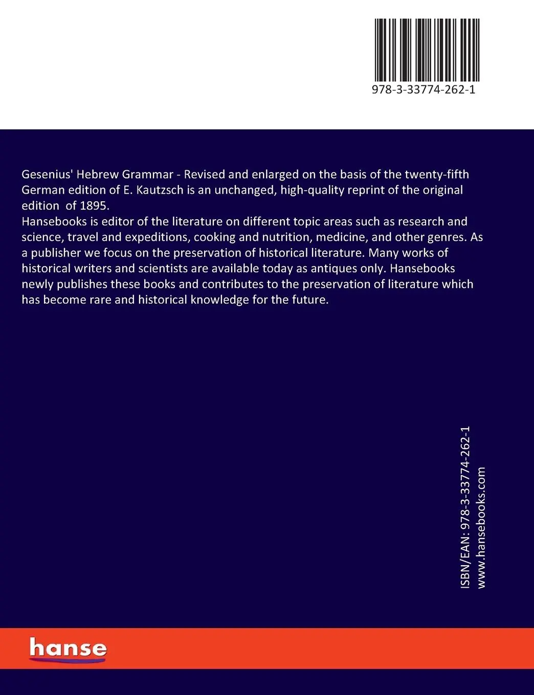 Rückseite: 9783337742621 | Gesenius' Hebrew Grammar | Friedrich Heinrich Wilhelm Gesenius | Buch