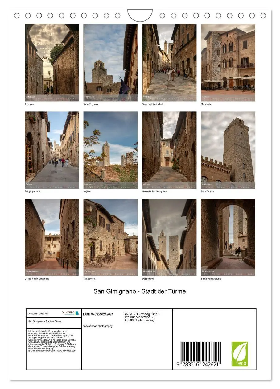 Bild: 9783516242621 | San Gimignano - Stadt der Türme (Wandkalender 2026 DIN A4 hoch),...