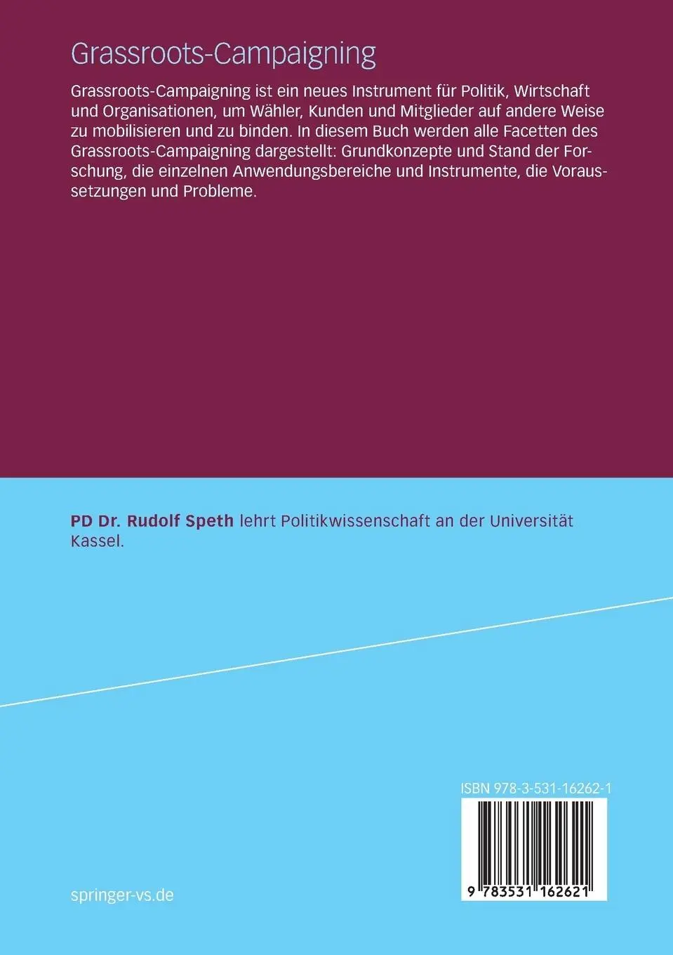 Rückseite: 9783531162621 | Grassroots-Campaigning | Rudolf Speth | Taschenbuch | i | Deutsch