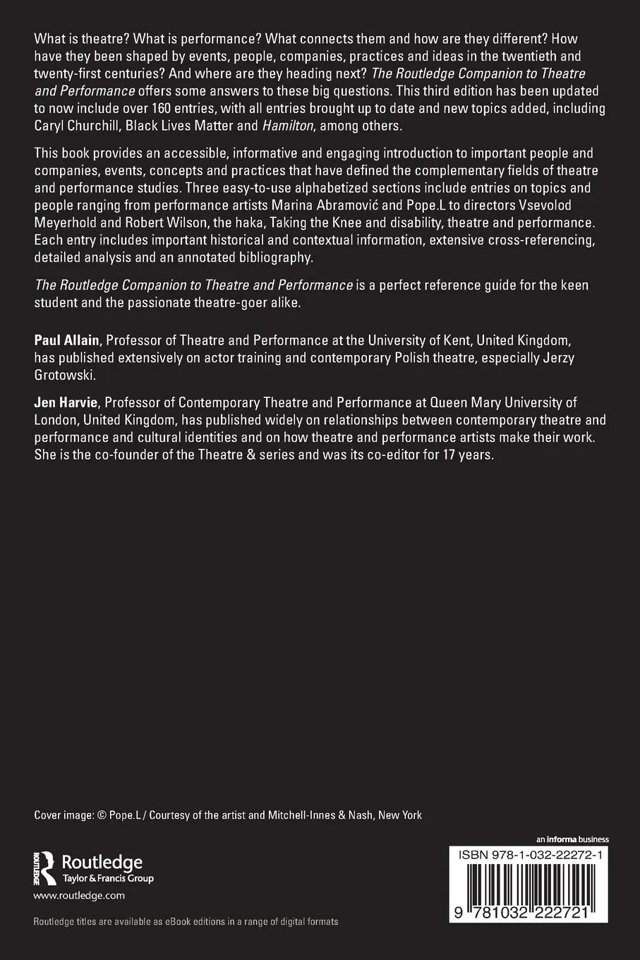 Rückseite: 9781032222721 | The Routledge Companion to Theatre and Performance | Allain (u. a.)