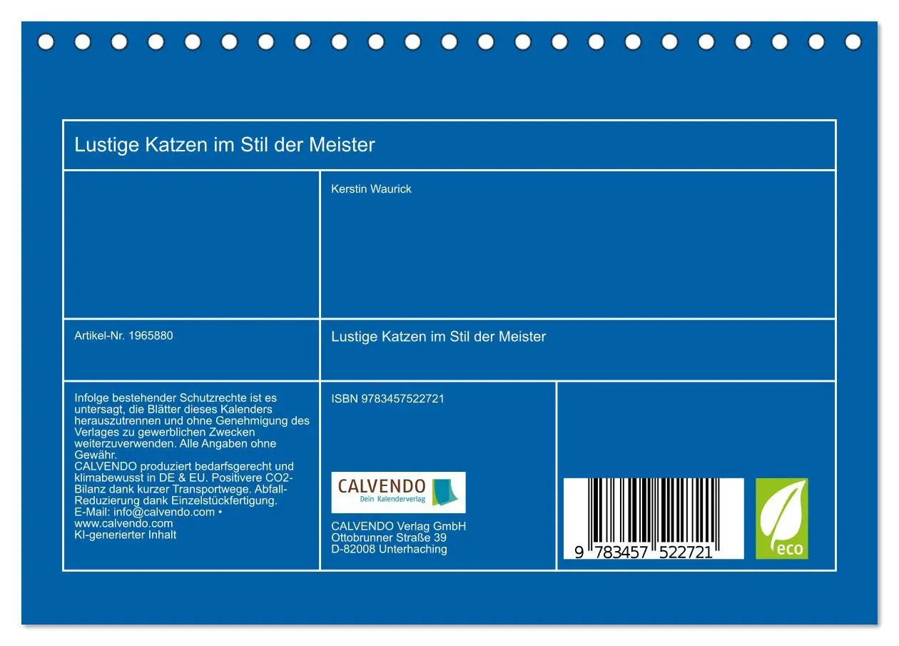 Bild: 9783457522721 | Lustige Katzen im Stil der Meister (Tischkalender 2026 DIN A5...
